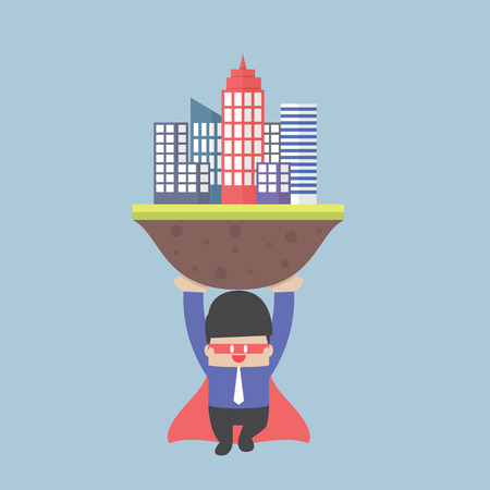 Super businessman carrying the city VECTOR EPS10のイラスト素材