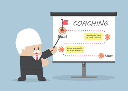 Senior businessman teaching how to achieve the goalのイラスト素材