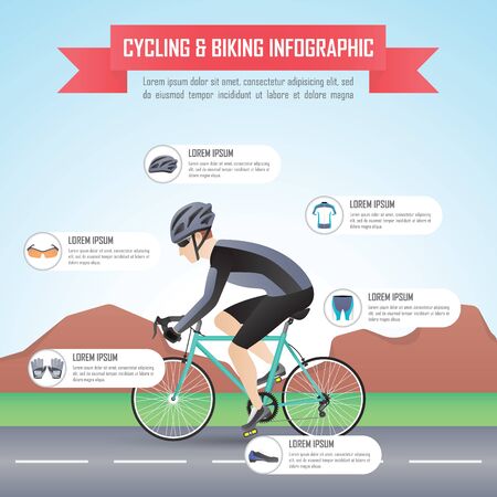 Cycling or biking infographic design template, VECTOR, EPS10のイラスト素材
