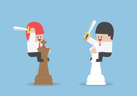 Businessman on the back of King and Queen chess, VECTOR, EPS10のイラスト素材