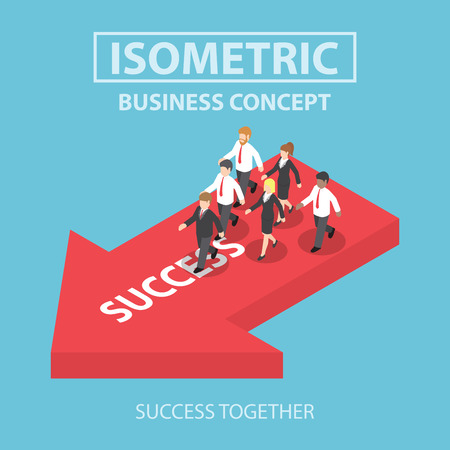 Business leader bring his team to success, Flat 3d web isometric infographics design, VECTOR, EPS10のイラスト素材