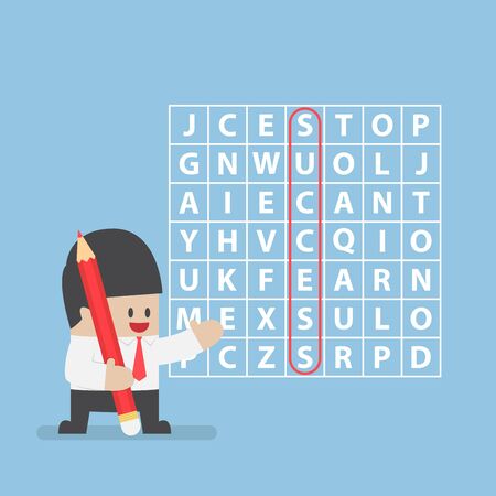 Businessman found success in word search puzzleのイラスト素材