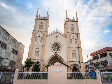 St. Francis Xavier Church in early morning at Malacca, Malaysiaのeditorial素材