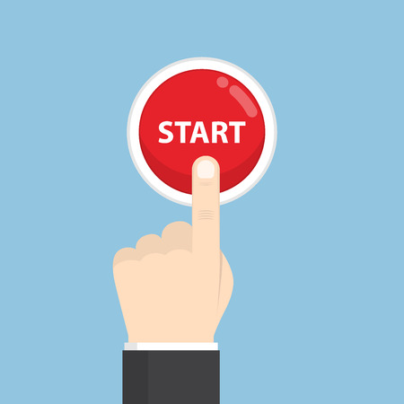 Businessman hand pressing start button, just get started conceptのイラスト素材