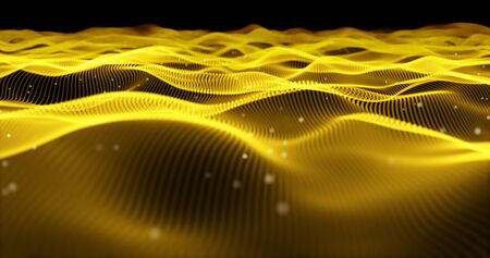 Gold particle wave with small particle abstract background