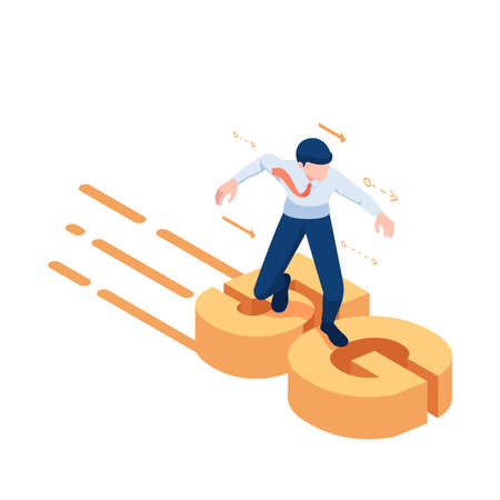 Flat 3d Isometric Businessman Surfing on 5g. 5G Network Internet Concept.