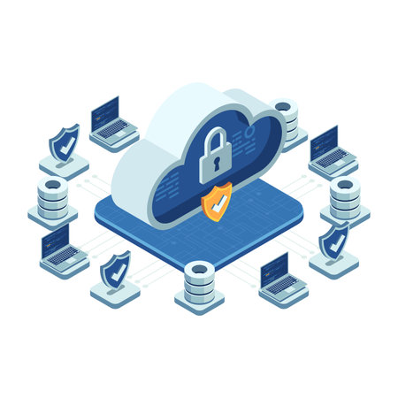 Isometric Cloud Security Concept with Data Protection Elements. Cloud Security Conceptのイラスト素材