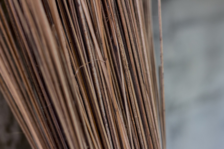 A texture of broom made of coconut leaf core