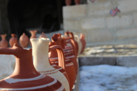 Pottery shop, colorful potteryの写真素材
