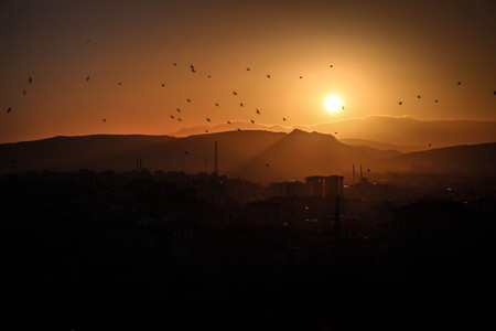 Sivas city sunset turkey