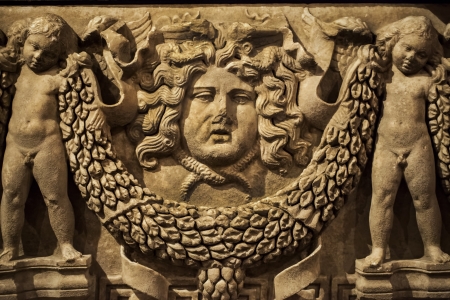 Antique age Marble Face and Body Statueの写真素材