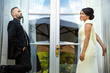 Bride and Groom Marriage Concept and Windowの写真素材