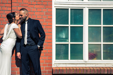 Bride and Groom Marriage Concept and Windowの写真素材