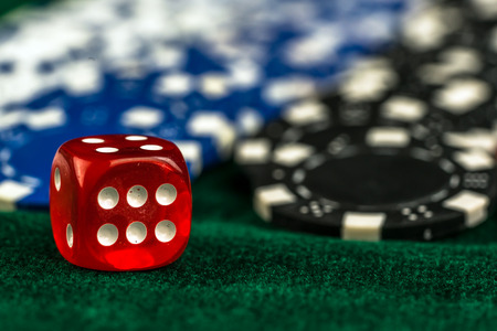 Gambling Red Dice and Money Chipsの写真素材