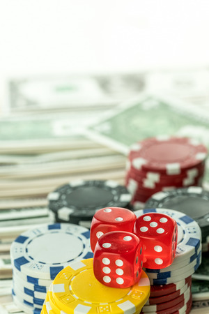 Gambling American Money and Money Chipsの写真素材