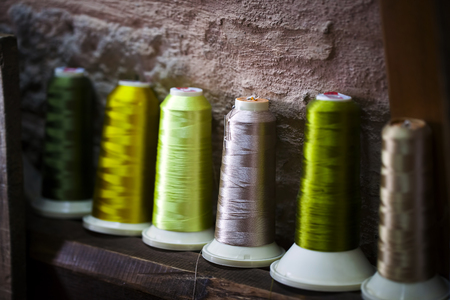 Fiber Cotton Fabric Textile Roller on bobbin and light ropes Yarn