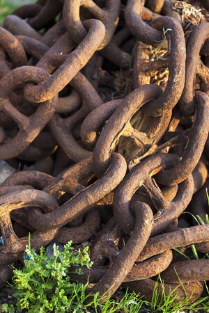 Old Rusty Metal Chain Industrial Conceptの写真素材