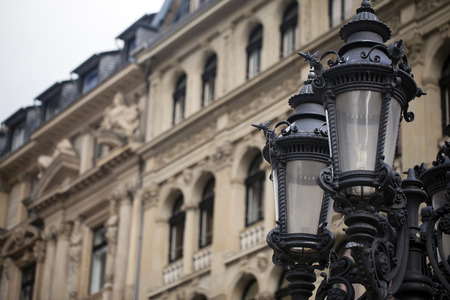 Street Lamp and the Cityの写真素材