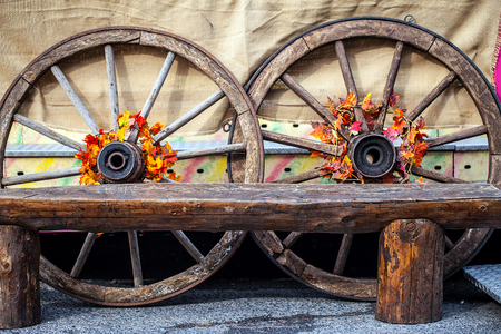 Vintage Horse Cart Carriage Wheelsの写真素材