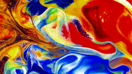 Colorful Ink Pattern Grunge Big Bang Chaos Spread on Milk and Water