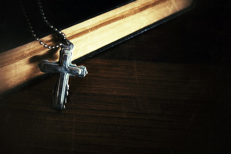 Christianity Religion Symbol Jesus Cross and Bibleの写真素材