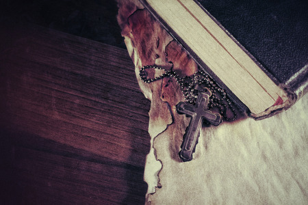 Christianity Religion Symbol Jesus Cross and Bibleの写真素材