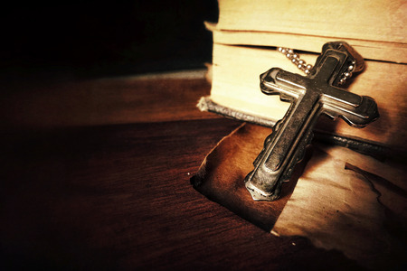 Christianity Religion Symbol Jesus Cross and Bibleの写真素材