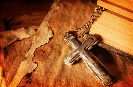 Christianity Religion Symbol Jesus Cross and Bibleの写真素材