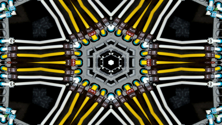 Abstract Cables Electric Wires Symmetric Pattern Ornamental Decorative Kaleidoscope Movement...