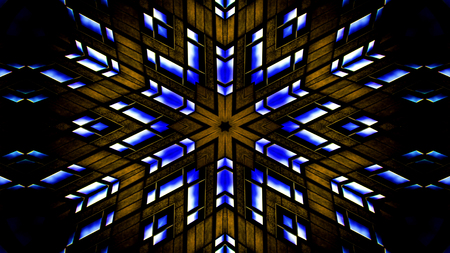 Abstract Colorful Hypnotic  Symmetric Pattern Ornamental Decorative Kaleidoscope Movement Geometric Circle and Star Shapesの写真素材