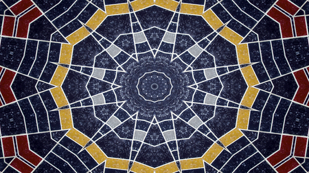Abstract Colorful Hypnotic  Symmetric Pattern Ornamental Decorative Kaleidoscope Movement Geometric Circle and Star Shapesの写真素材