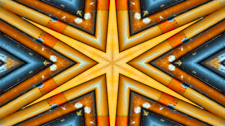 Abstract Colorful Hypnotic  Symmetric Pattern Ornamental Decorative Kaleidoscope Movement Geometric Circle and Star Shapesの写真素材