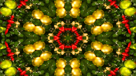Abstract Christmas Celebration New Year Concept  Symmetric Pattern Ornamental Decorative Kaleidoscope Movement Geometric Circle and Star Shapesの写真素材