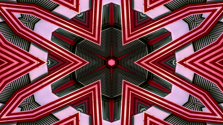 Abstract Colorful Hypnotic  Symmetric Pattern Ornamental Decorative Kaleidoscope Movement Geometric Circle and Star Shapesの写真素材