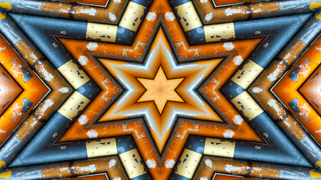 Abstract Colorful Hypnotic  Symmetric Pattern Ornamental Decorative Kaleidoscope Movement Geometric Circle and Star Shapesの写真素材
