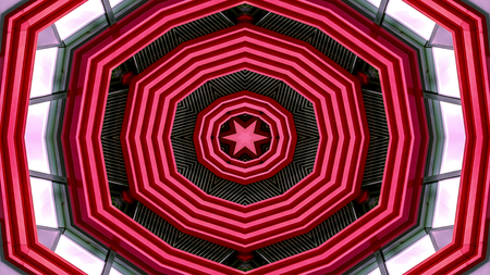 Abstract Colorful Hypnotic  Symmetric Pattern Ornamental Decorative Kaleidoscope Movement Geometric Circle and Star Shapesの写真素材