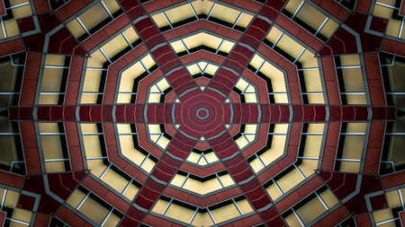 Abstract Colorful Hypnotic  Symmetric Pattern Ornamental Decorative Kaleidoscope Movement Geometric Circle and Star Shapesの写真素材