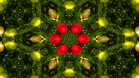 Abstract Christmas Celebration New Year Concept  Symmetric Pattern Ornamental Decorative Kaleidoscope Movement Geometric Circle and Star Shapesの写真素材