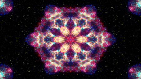 Abstract Colorful Shiny and Hypnotic Concept Symmetric Pattern Ornamental Decorative Kaleidoscope...