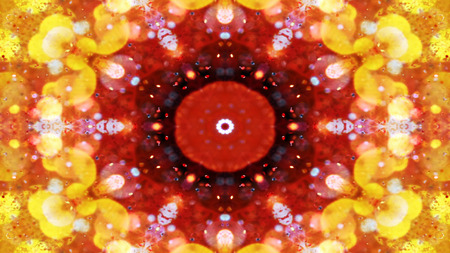 Abstract Colorful Shiny and Hypnotic Concept Symmetric Pattern Ornamental Decorative Kaleidoscope Movement Geometric Circle and Star Shapesの写真素材