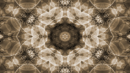 Abstract Colorful Shiny and Hypnotic Concept Symmetric Pattern Ornamental Decorative Kaleidoscope Movement Geometric Circle and Star Shapesの写真素材