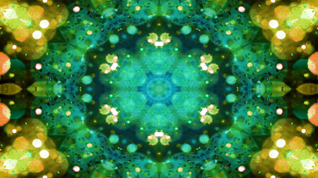 Abstract Colorful Shiny and Hypnotic Concept Symmetric Pattern Ornamental Decorative Kaleidoscope...