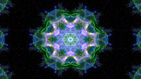 Abstract Colorful Shiny and Hypnotic Concept Symmetric Pattern Ornamental Decorative Kaleidoscope...