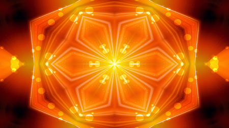 Abstract Colorful Shiny and Hypnotic Concept Symmetric Pattern Ornamental Decorative Kaleidoscope Movement Geometric Circle and Star Shapesの写真素材