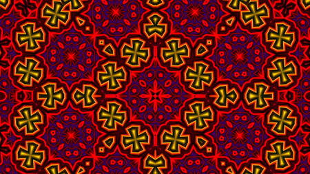 Abstract Colorful Shiny and Hypnotic Concept Symmetric Pattern Ornamental Decorative Kaleidoscope...