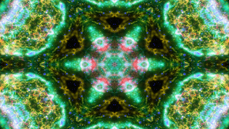 Abstract Colorful Shiny and Hypnotic Concept Symmetric Pattern Ornamental Decorative Kaleidoscope...