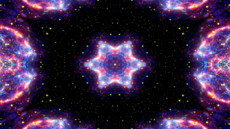 Abstract Colorful Shiny and Hypnotic Concept Symmetric Pattern Ornamental Decorative Kaleidoscope...