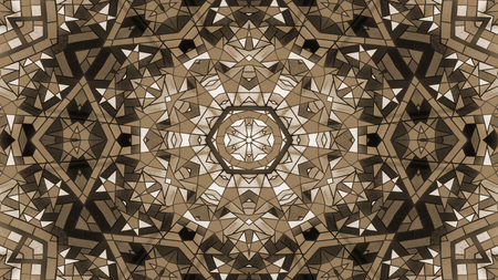 Abstract Colorful Shiny and Hypnotic Concept Symmetric Pattern Ornamental Decorative Kaleidoscope Movement Geometric Circle and Star Shapesの写真素材