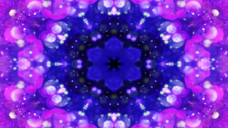 Abstract Colorful Shiny and Hypnotic Concept Symmetric Pattern Ornamental Decorative Kaleidoscope Movement Geometric Circle and Star Shapesの写真素材
