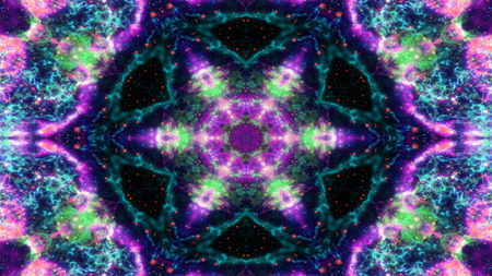 Abstract Colorful Shiny and Hypnotic Concept Symmetric Pattern Ornamental Decorative Kaleidoscope...